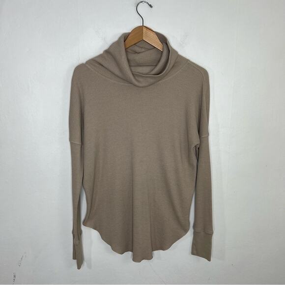 BABATON The Group Cream Thermal Cowl Neck Waffle Knit Long Sleeve Top Sz Small - Picture 2 of 14